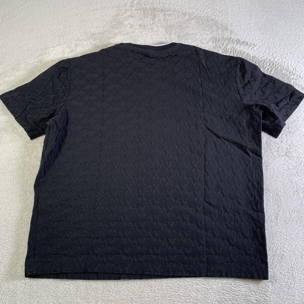 Armani Exchange Shirt Mens Small Black AX Monogram Textured Crewneck Tee‎ - Picture 9 of 9